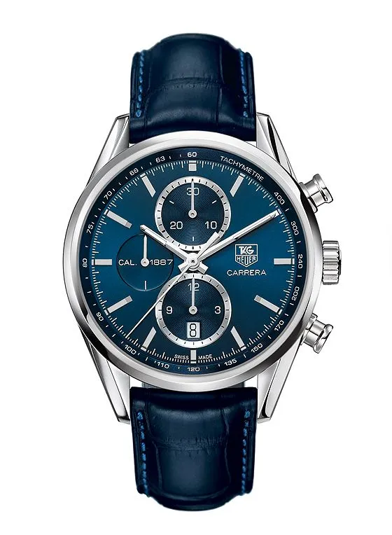 TAG Heuer Carrera Calibre 1887 Automatic Chronograph – Blue Dial & Alligator Strap https://yuplify.com