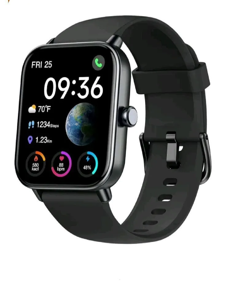 Full-Touch Square Bluetooth Calling Smartwatch – Matte Black