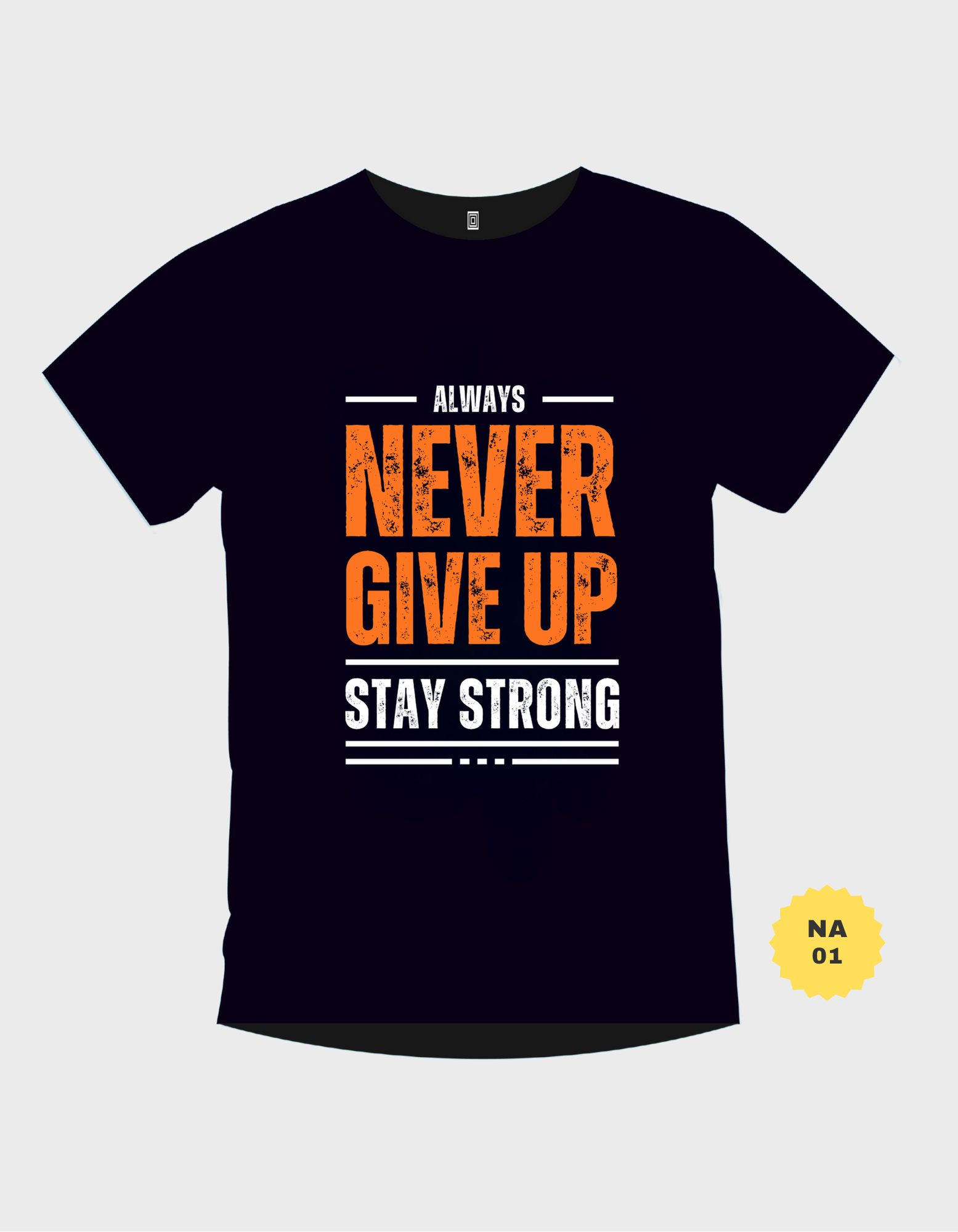 Never Give Up Graphic Print with Black T-Shirt