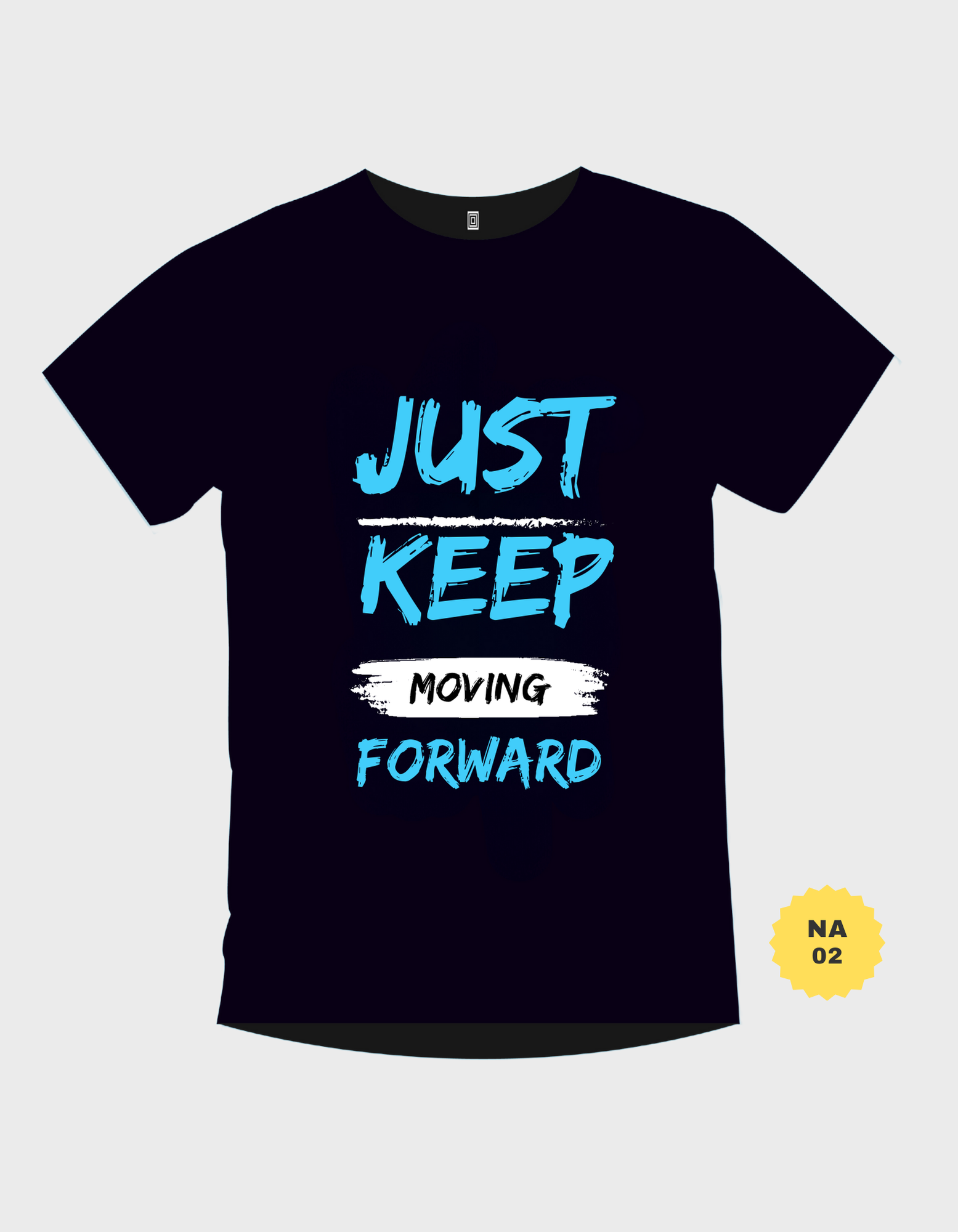 Just Keep Moving Graphic Print with Black T-Shirt