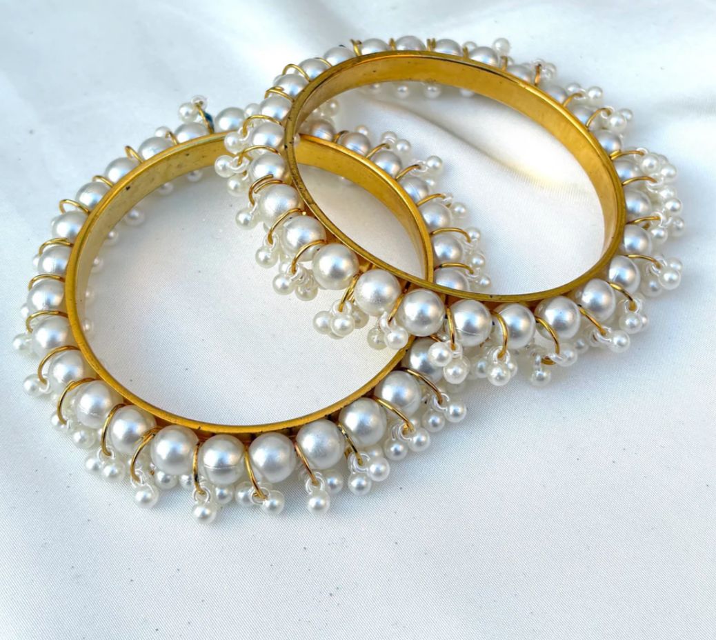Golden Pearl Ghungroo Bangles 