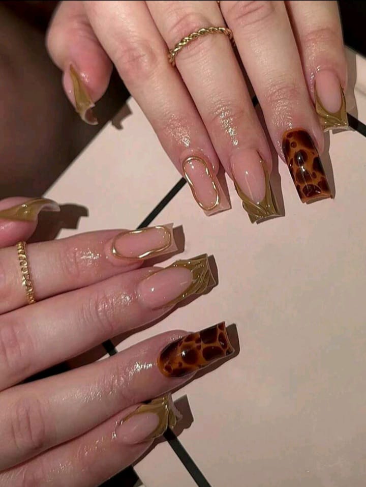 Leopard French Tip Nails