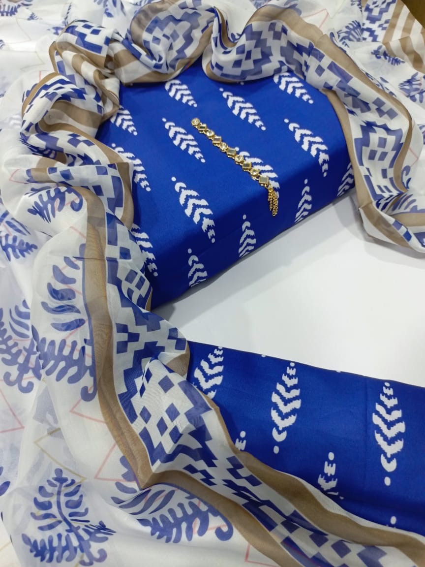 3 piece Swiss lawn with silk dupatta 