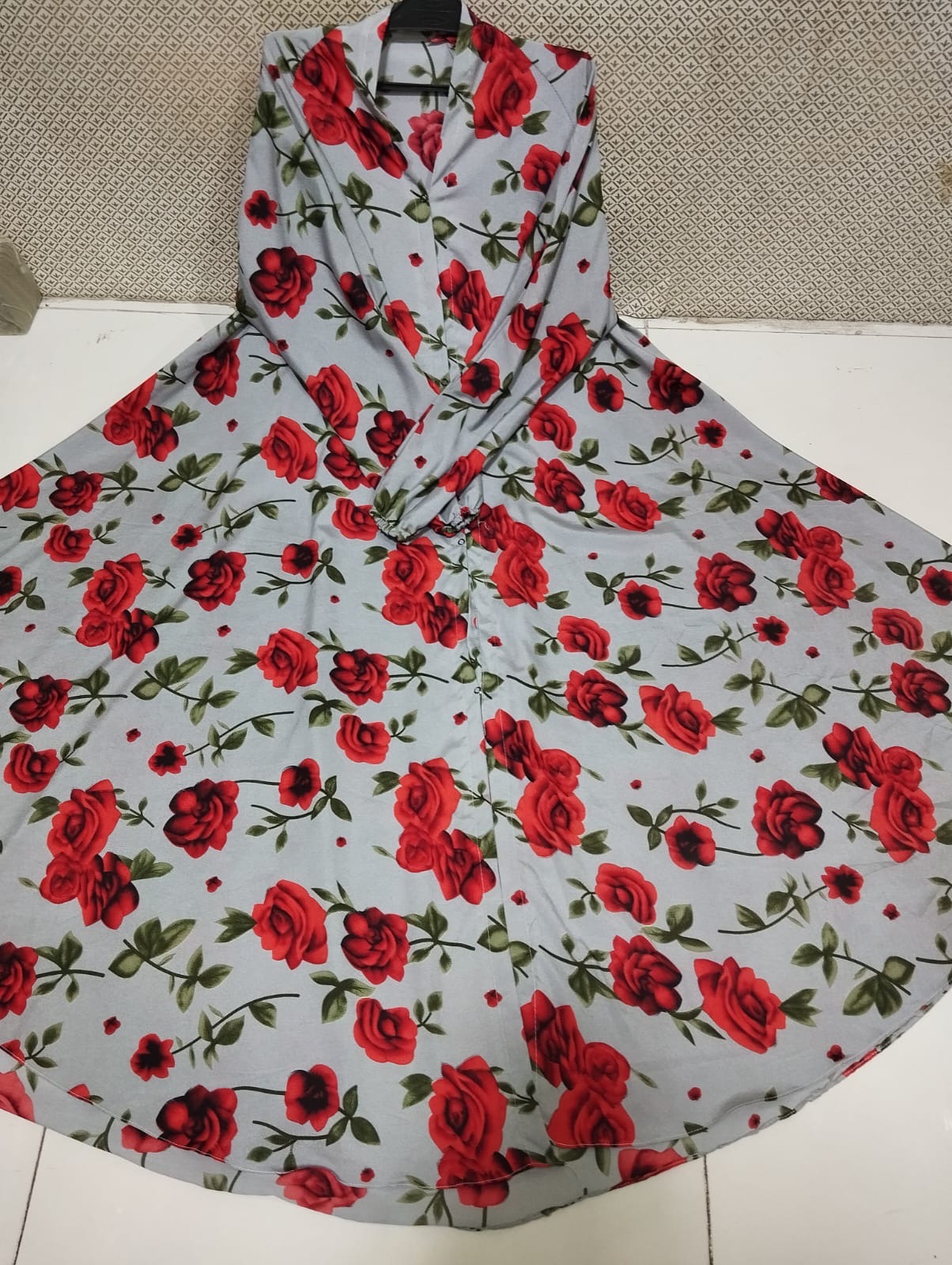 PRINTED ABAYA FRONT OPEN  BIG GHAIR
