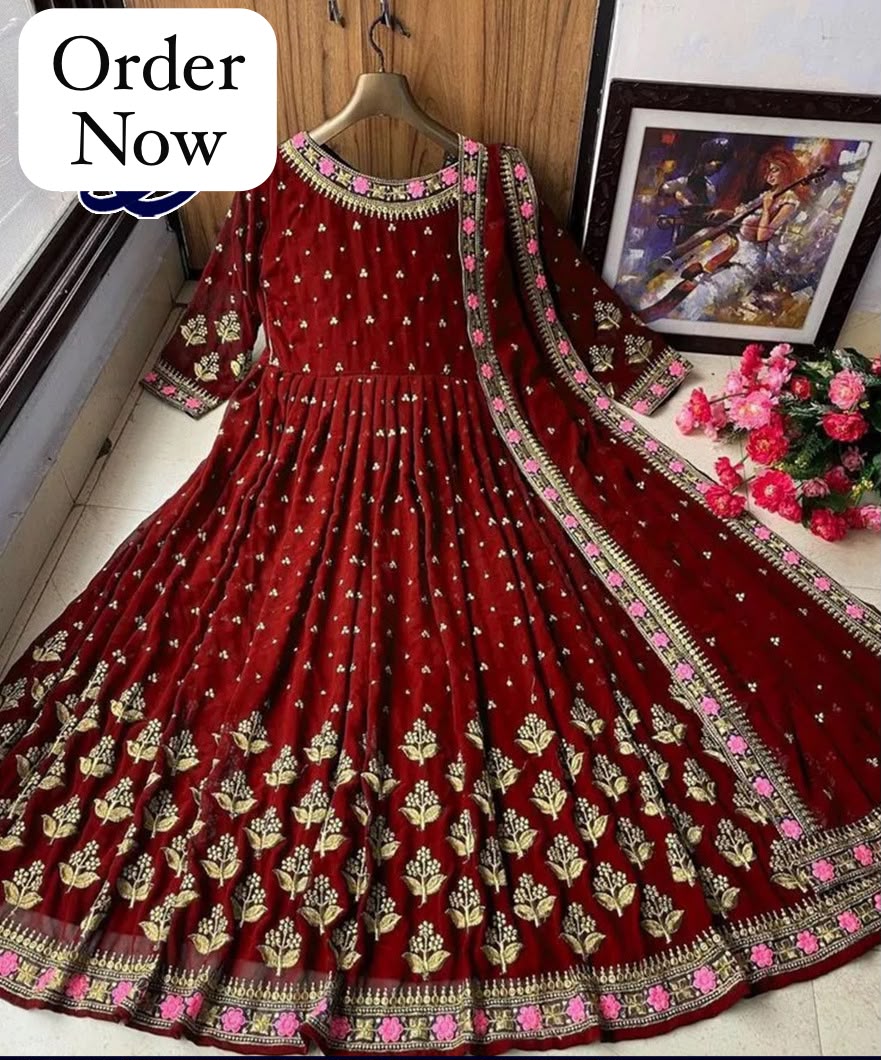 Embroidered Maxi with Embroidery Dupatta 3 piece 