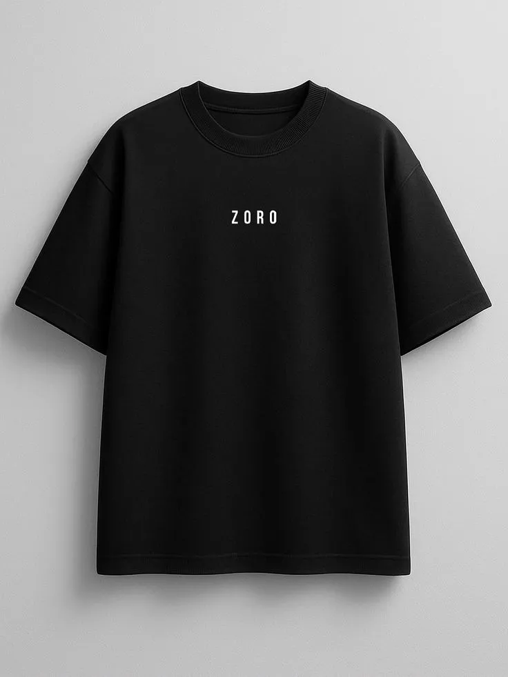 ZORO Minimalist Oversized Graphic Tee – Jet Black