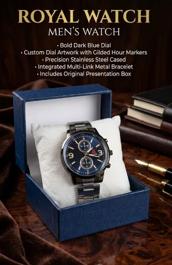 Blue Light & Dark Watch Silver Strap with 2 Function Buttons