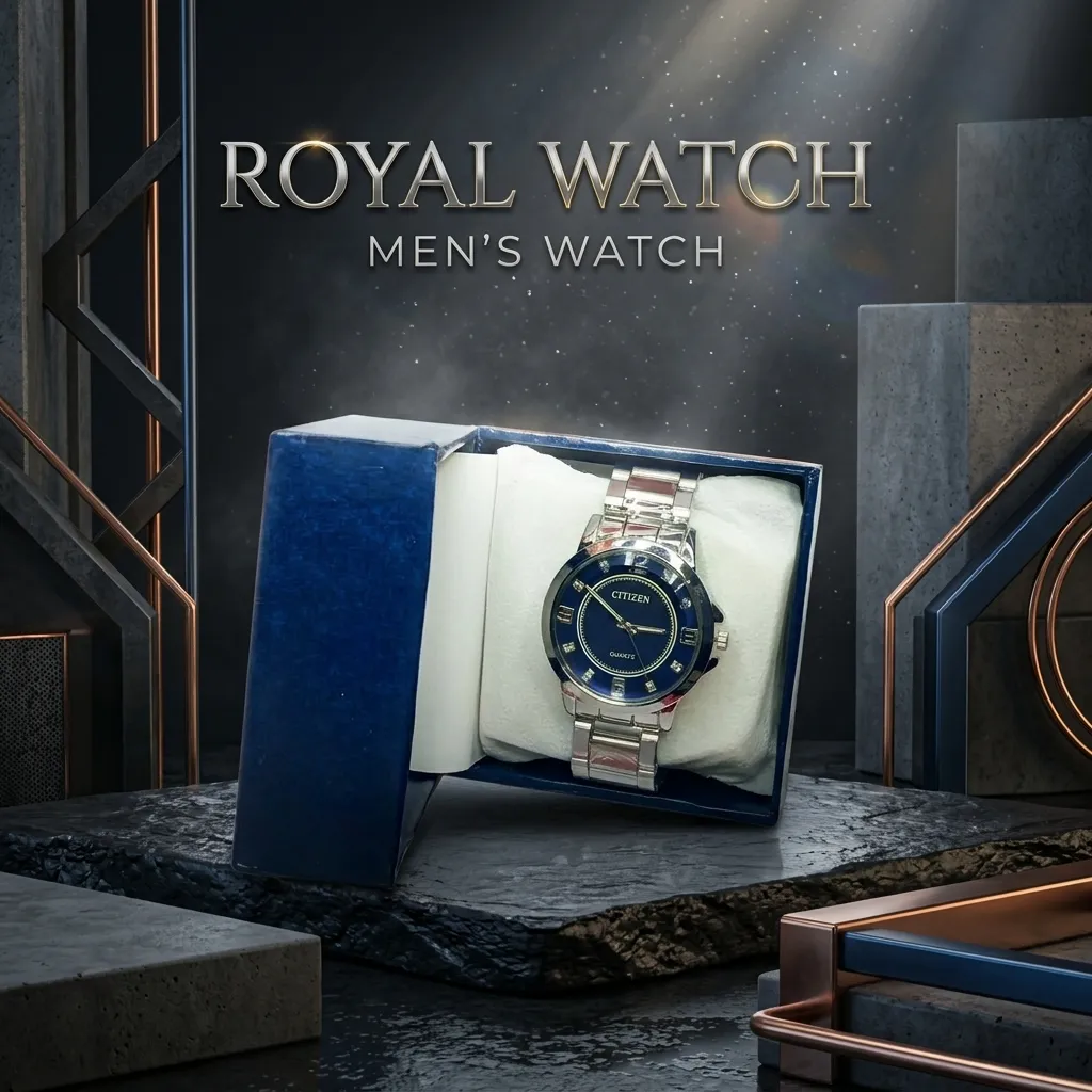 Blue & White Watch Silver Steel Strap