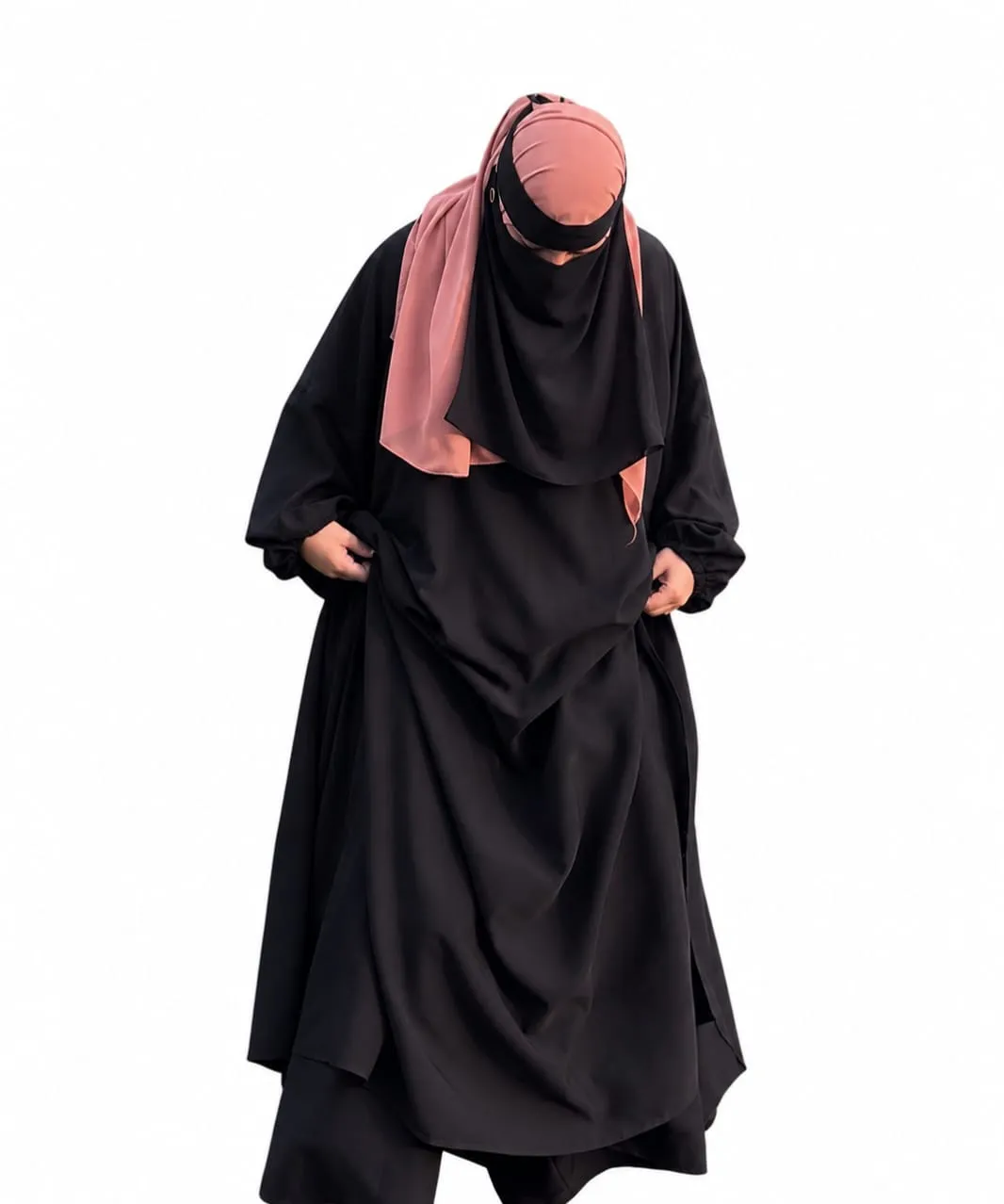 Black & Pink Niqab Abaya