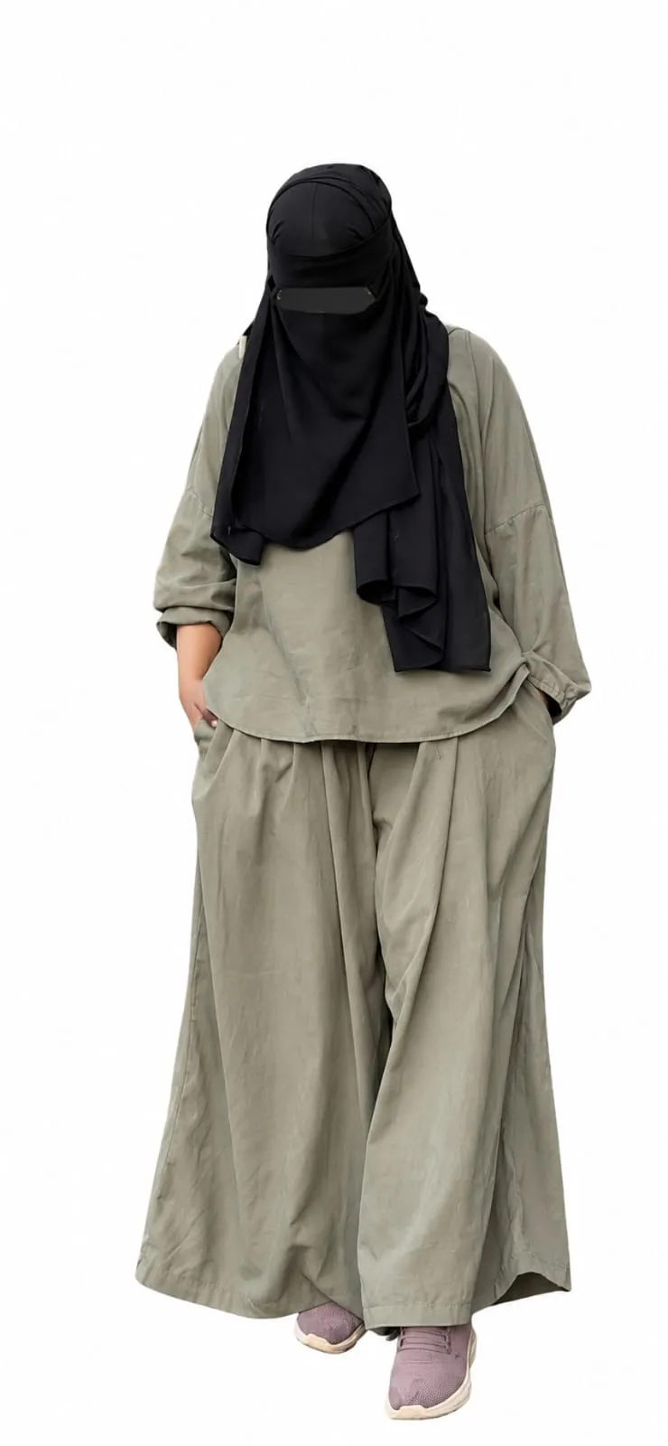 Olive Green Modest Abaya Set