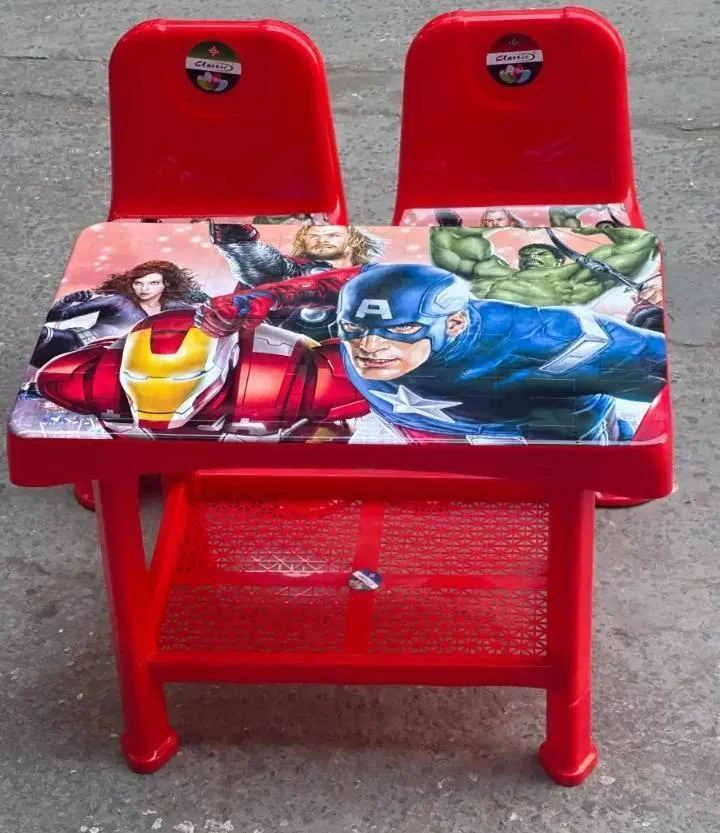 Marvel themed kid's study table set plastic