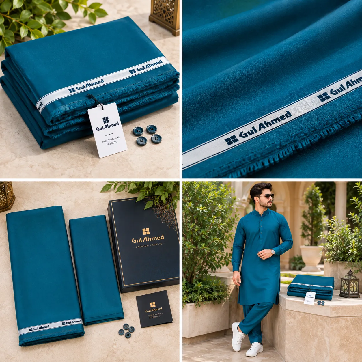 Men's Premium Turquoise Wash & Wear Unstitched Plain Suit – All Season Fabric