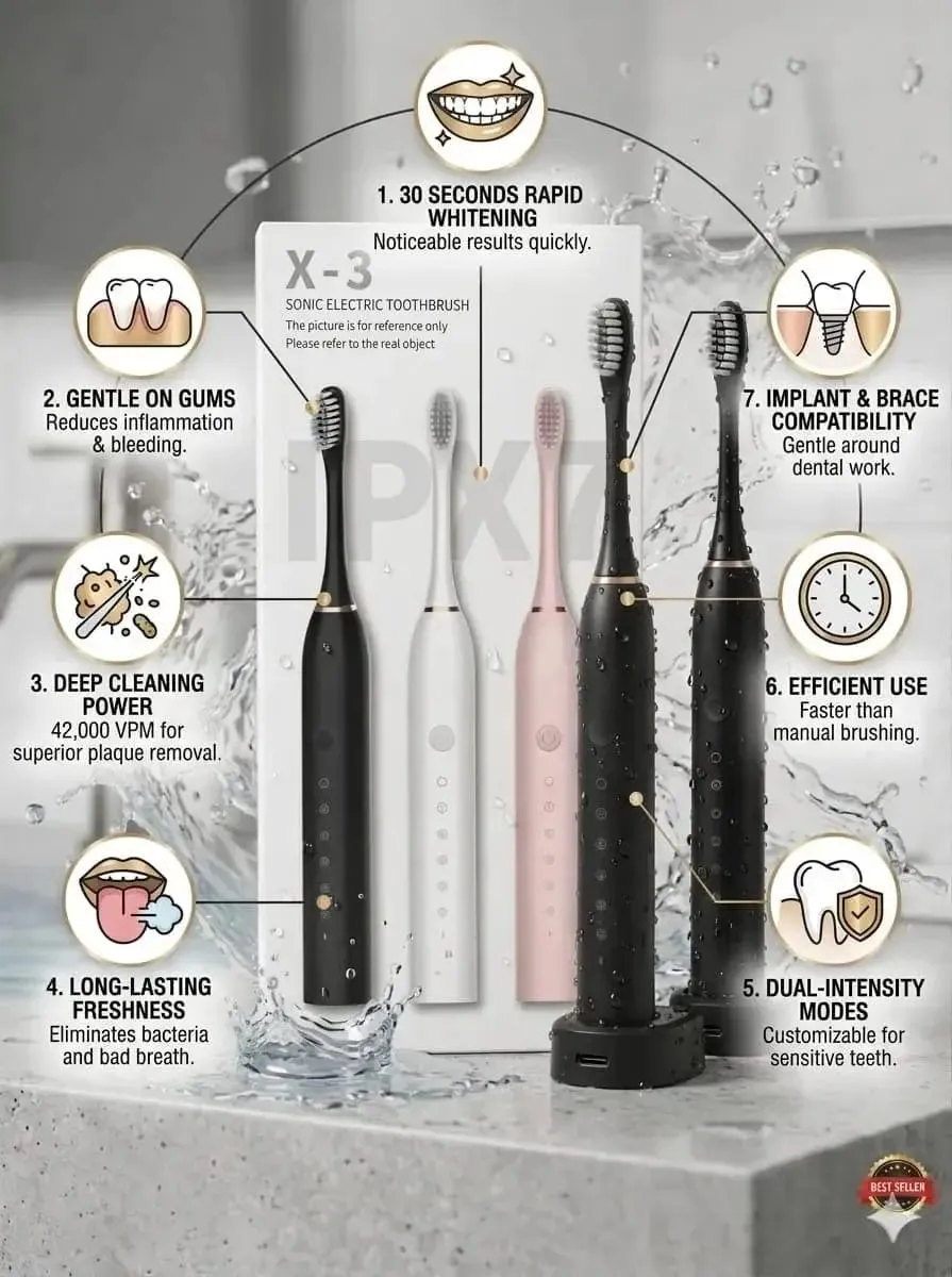 X-3 Ultrasonic Sonic Electric Toothbrush