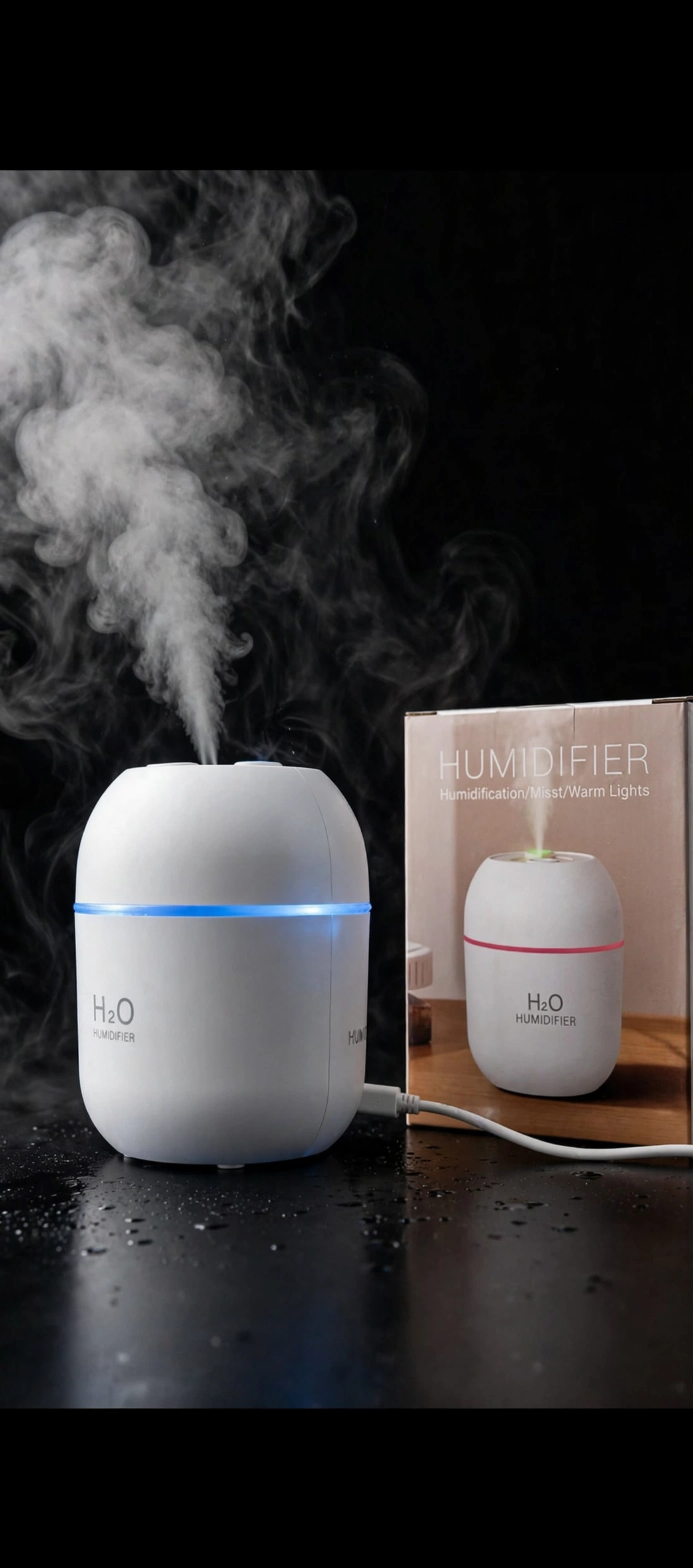 H2O Humidifier - Mini USB Air Humidifier With Warm Light