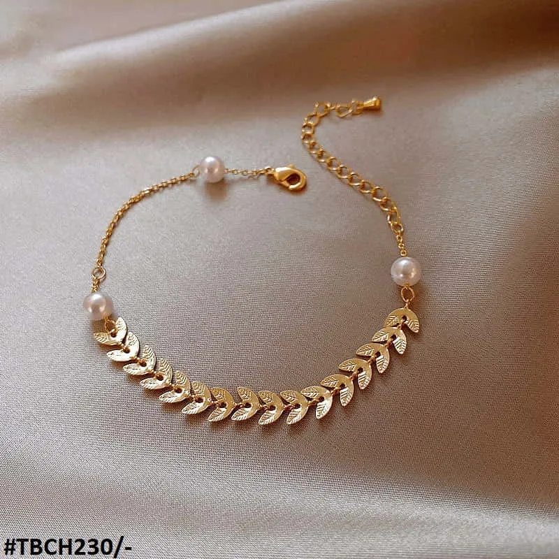 Leaves/Pearl Chain Bracelet Adjustable