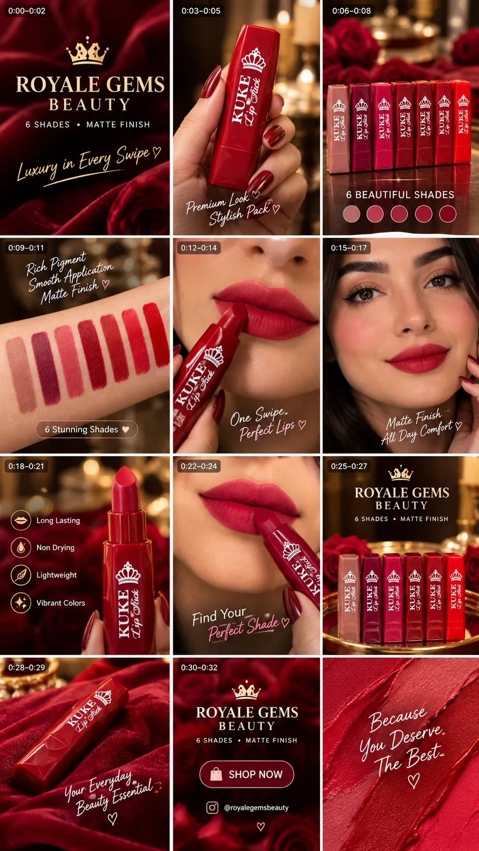 Kuke 6 combo  lipstick waterproof 