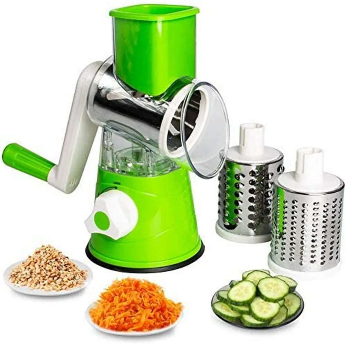 Tabletop Drum Grater 3-in-1 | Vegetable Slicer, Cheese Grater & Shredder