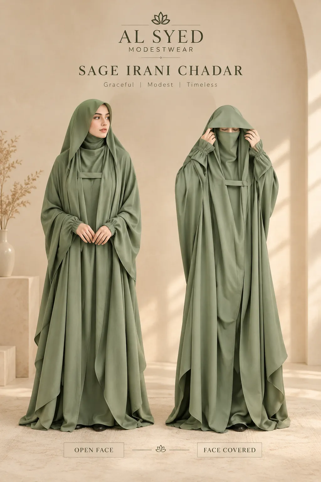 Sage Green Premium Irani Chadar