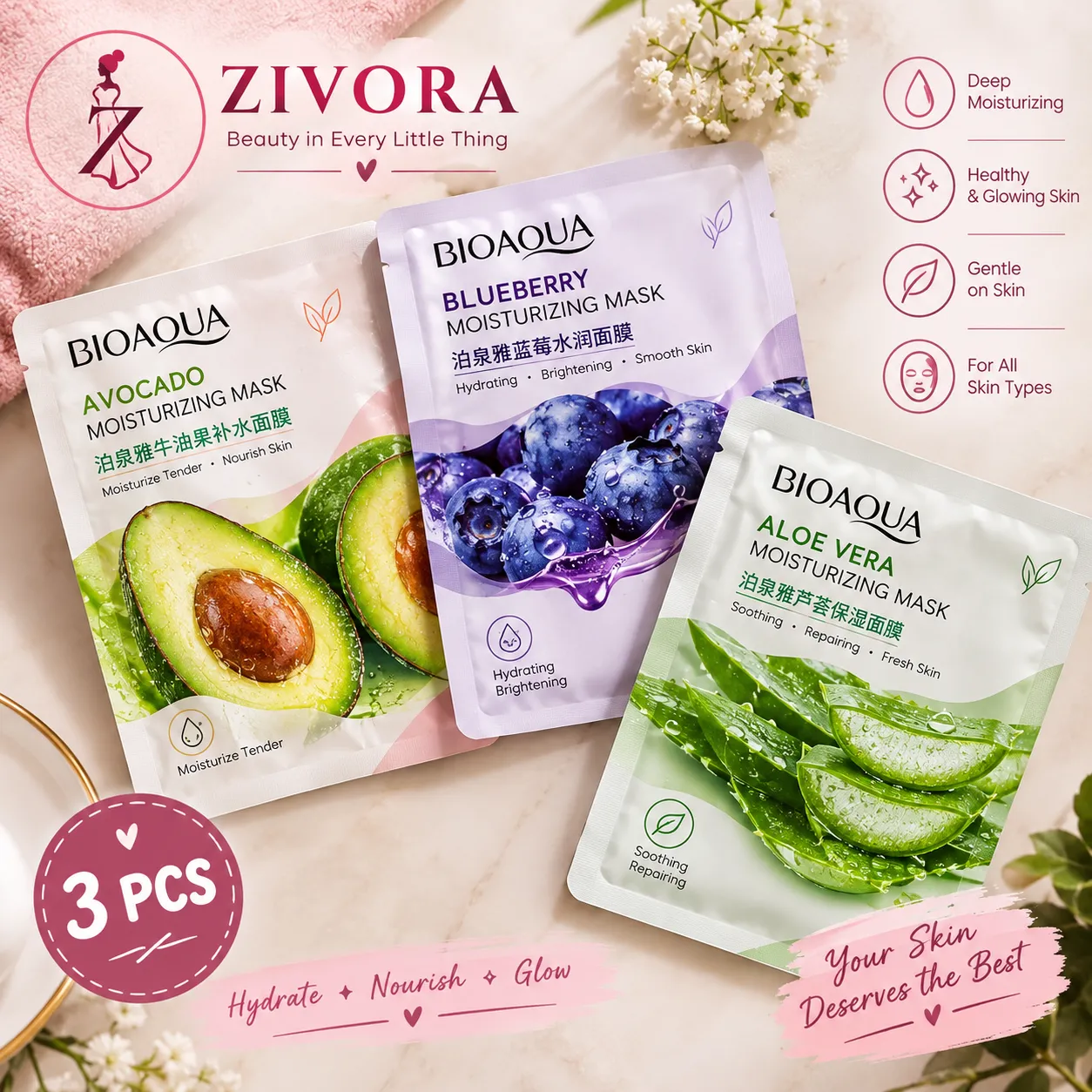 🎀 Glow & Pamper – 3 Face Mask Deal 💗