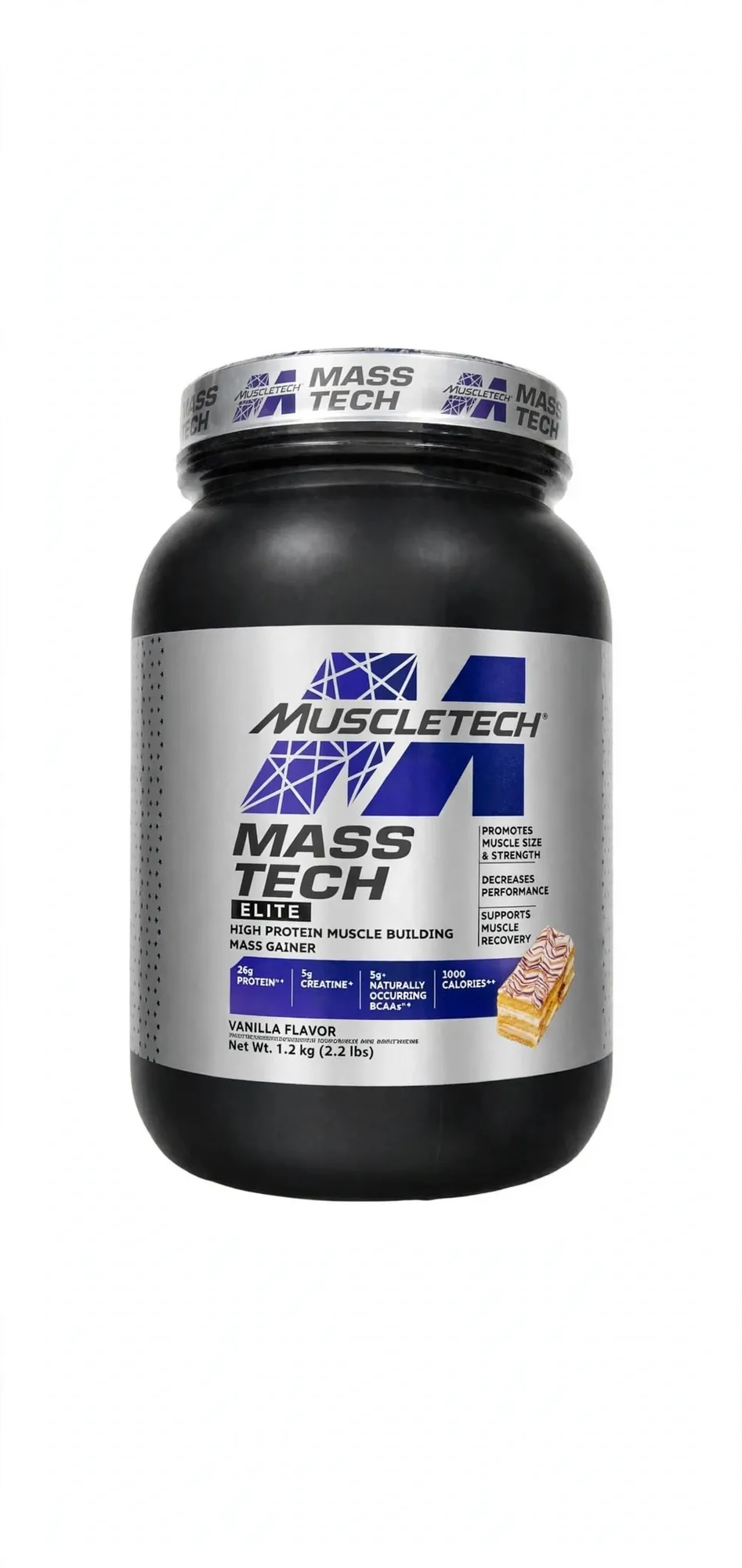 MuscleTech Mass Tech Elite - 2.2 LBS - High Protein Muscle Building Mass Gainer - Vanilla