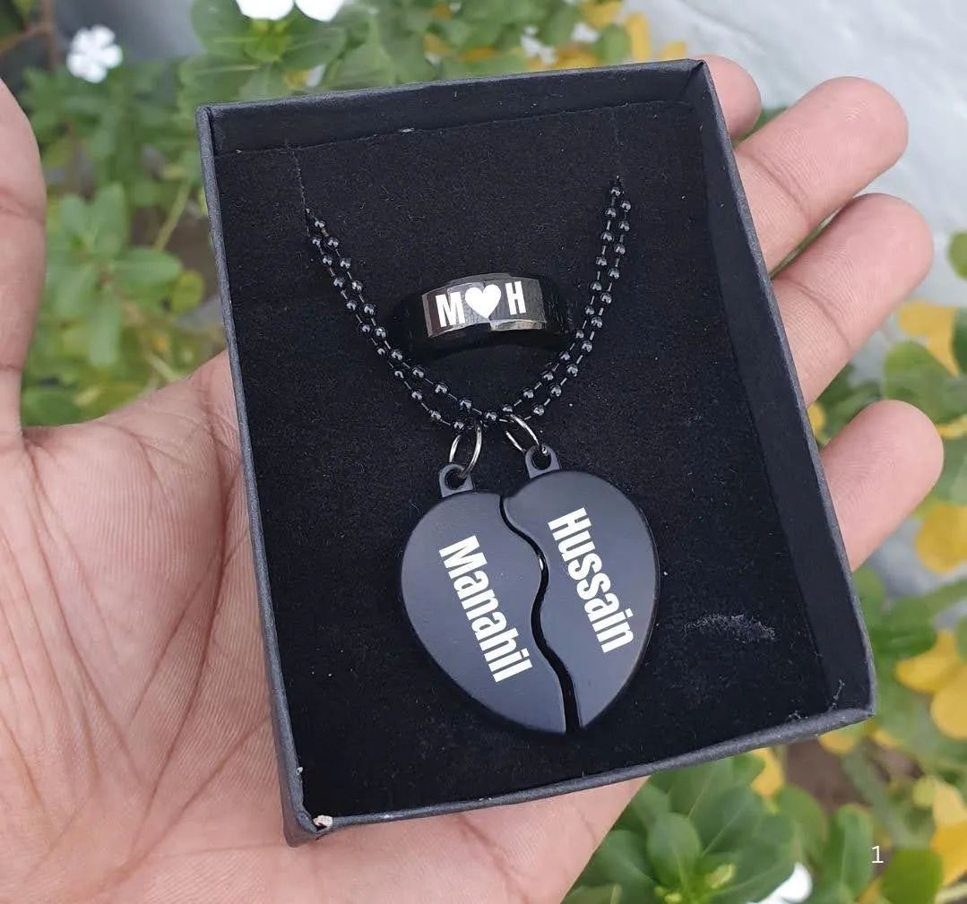 Customize Heart Pendant+Free ring 