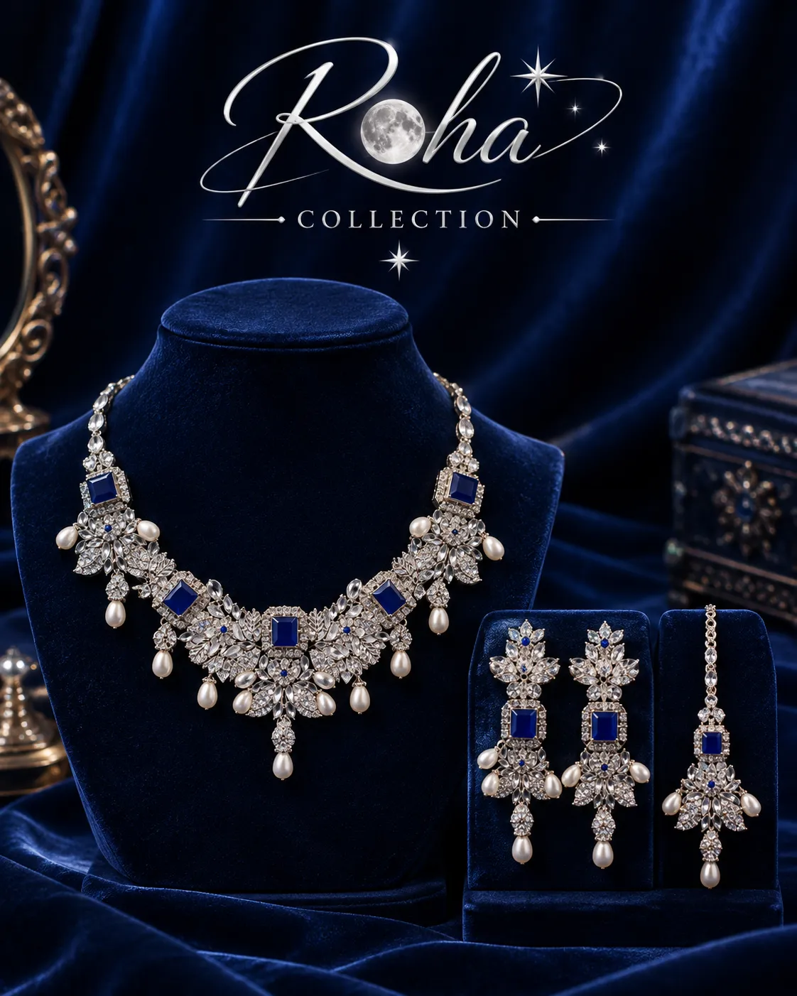  Royal Sapphire  pearl necklace 