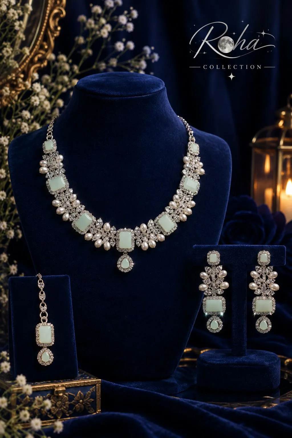 Colour: Mint Green, Pearl White & Silver Tone Style: 