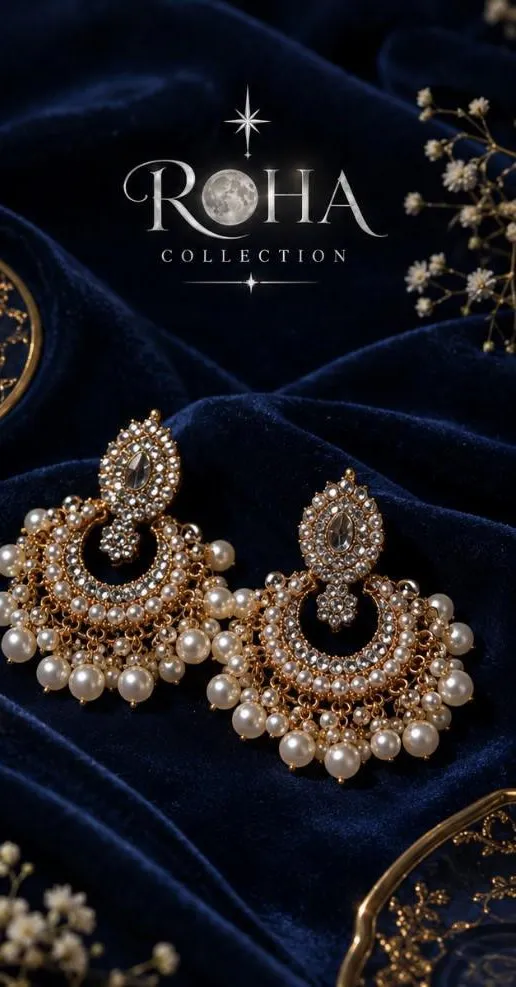 Pearl glow chaand Bali earrings 