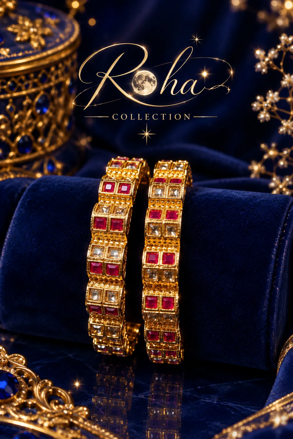 Ruby glow stone bangles 