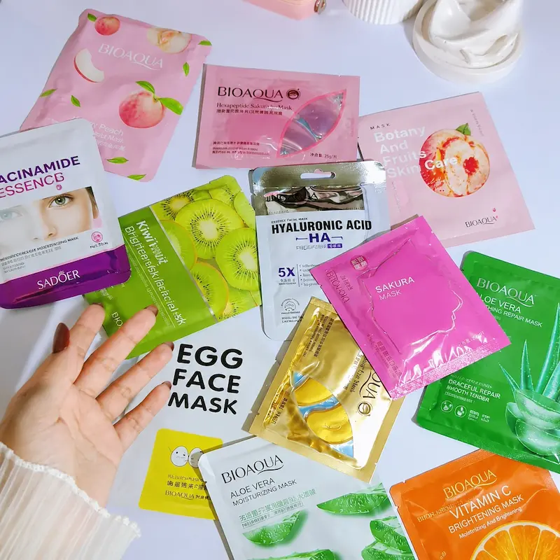BIOAQUA & SADOER Random Pack of 15 - Sheet Mask + Eye & Lip Mask Bundle