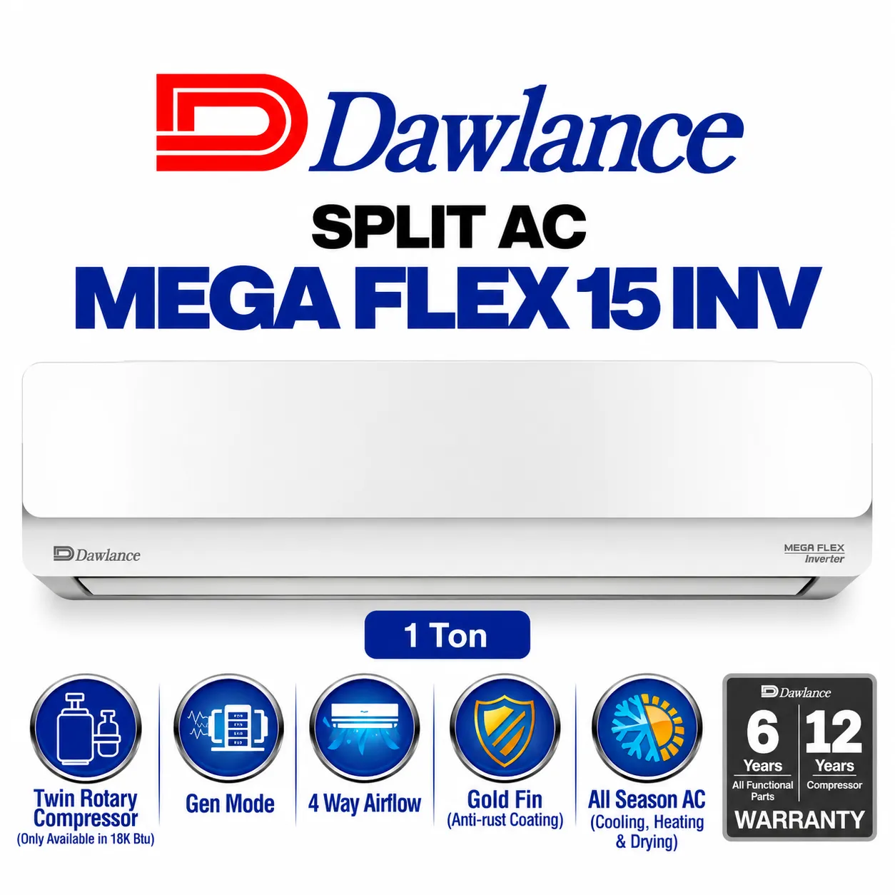 Dawlance SPLIT DW MEGA FLEX 15 WHITE