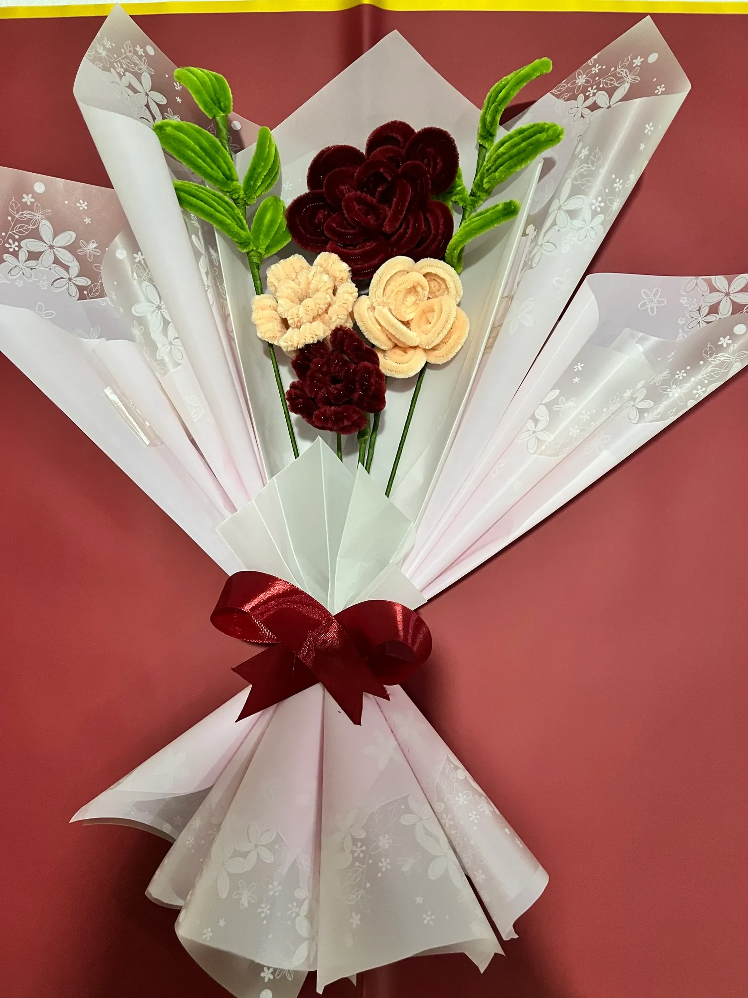 Maroon & Peach Rose Bouquet