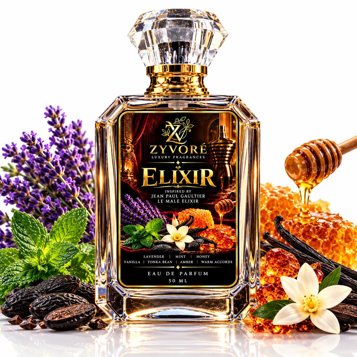 ZYVORÉ ELIXIR, inspired by Jean Paul Gaultier Le Male Elixir.