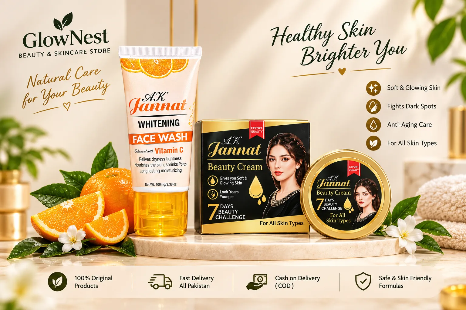 A.K. Jannat beauty cream + A.K jannat face wash