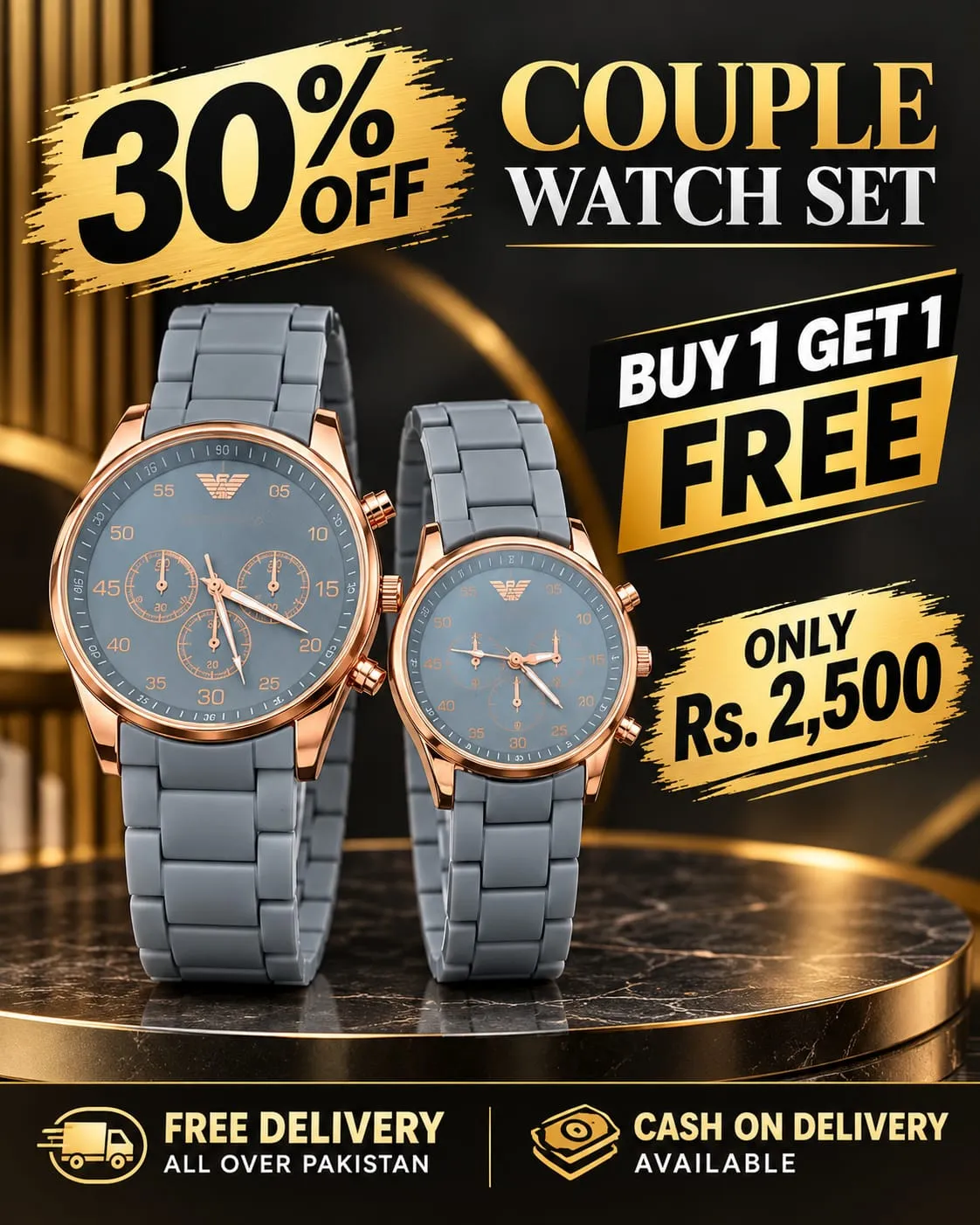 Luxury Couple Watch Set – Buy 1 Get 1 Free
