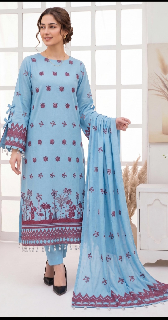 Frosty Glacial Blue – Winter Staple Viscose Jacquard 3-Piece Suit