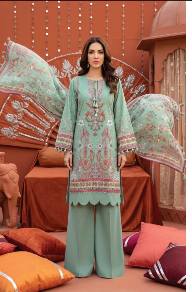 Mint Green – Viscose Velvet Dora Series: Mint Magic (Unstitched) 