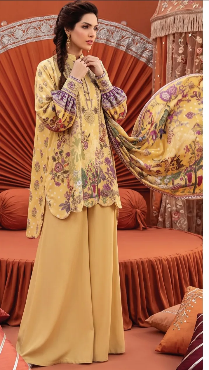 Mustard – Viscose Velvet Dora Series: Golden Hour Glow (Unstitched)  