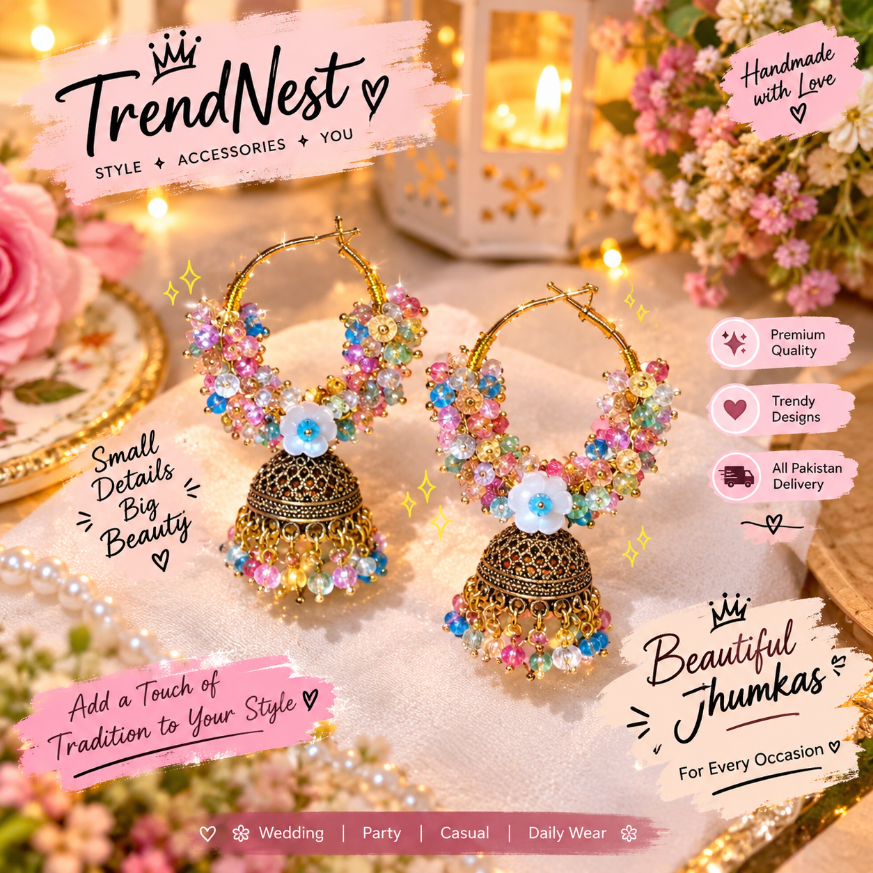 💎✨ TRENDNEST EXCLUSIVE | Crystal Glow Jhumkay ✨💎