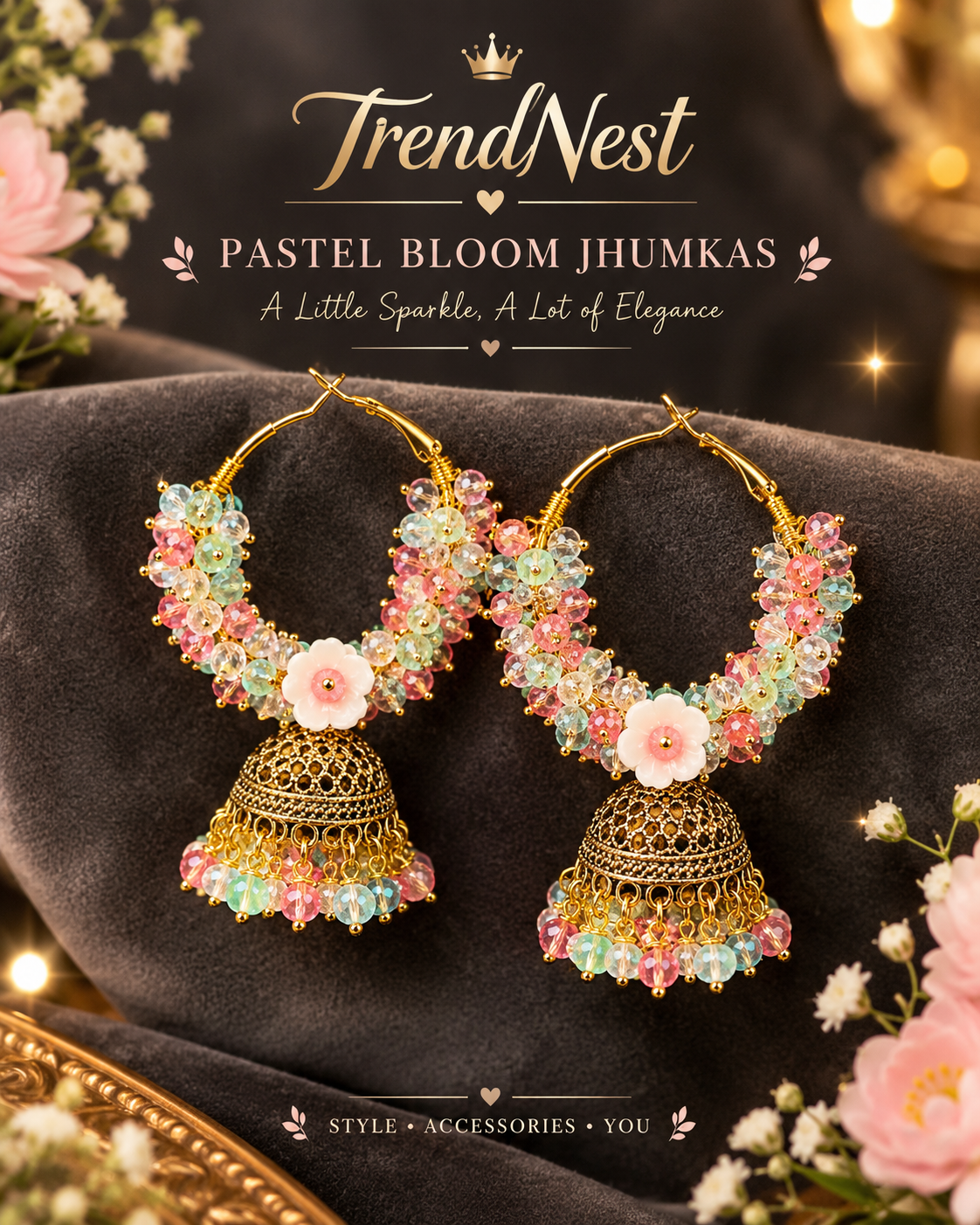 Crystal Glow Jhumkay 💖 