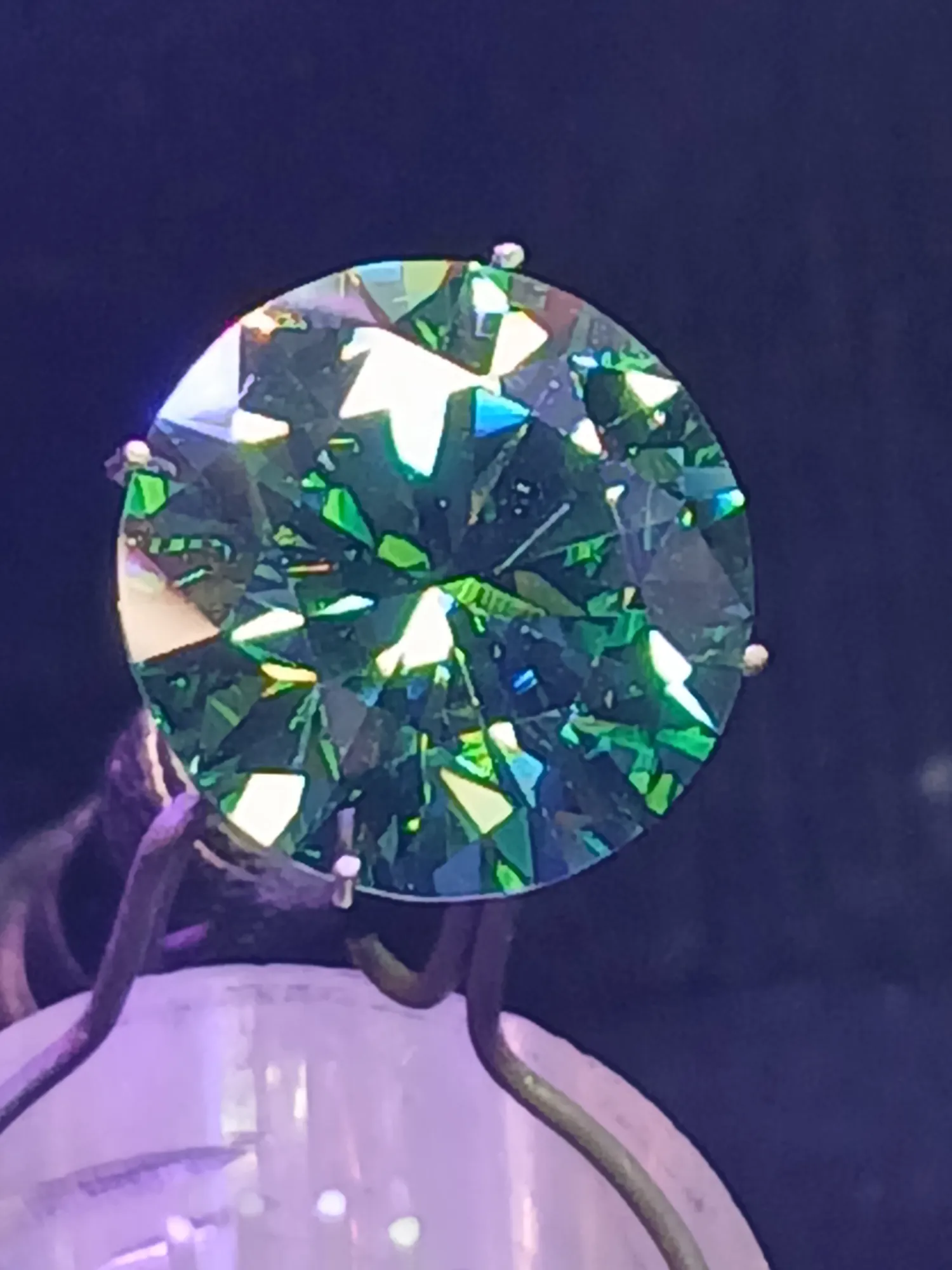 20mm Round Brilliant Cut Green Moissanite — 28ct Loose Gemstone