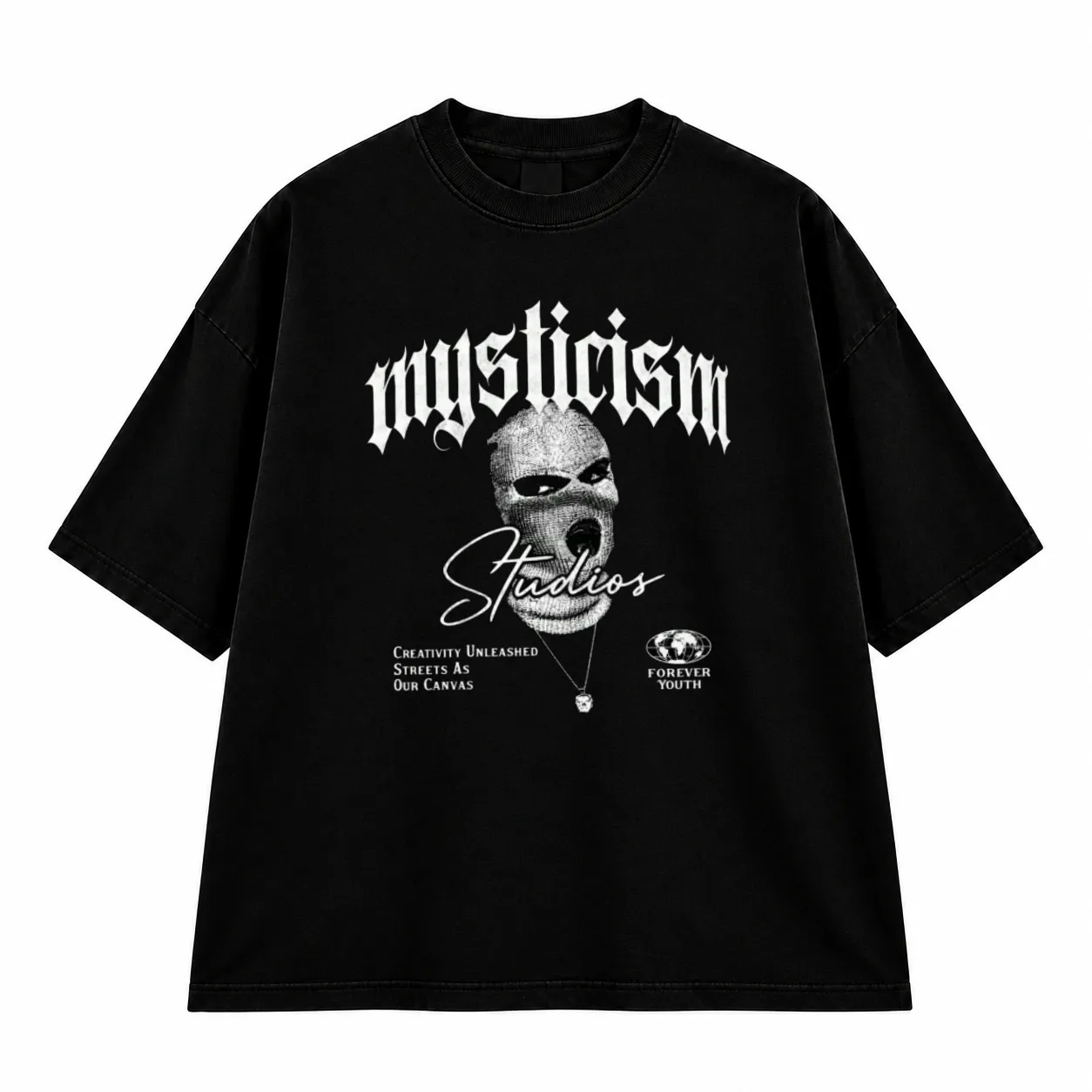 Hustlasm Studios Oversized Black Graphic Tee