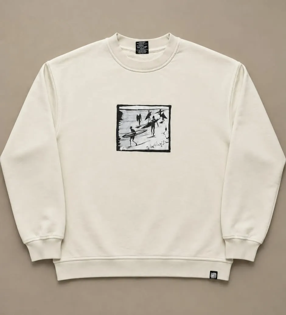 Ivory Surfer Sketch Sweatshirt.