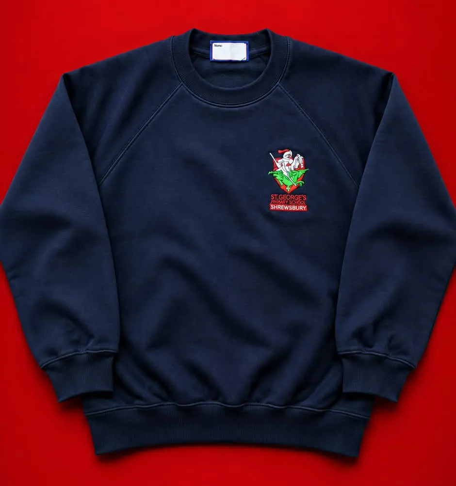 Navy School Crest Sweatshirt.