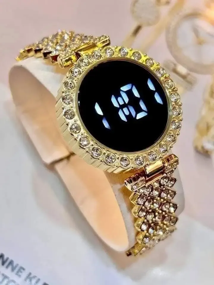 Digital Display Women's Bracelet Round Touch Watch 