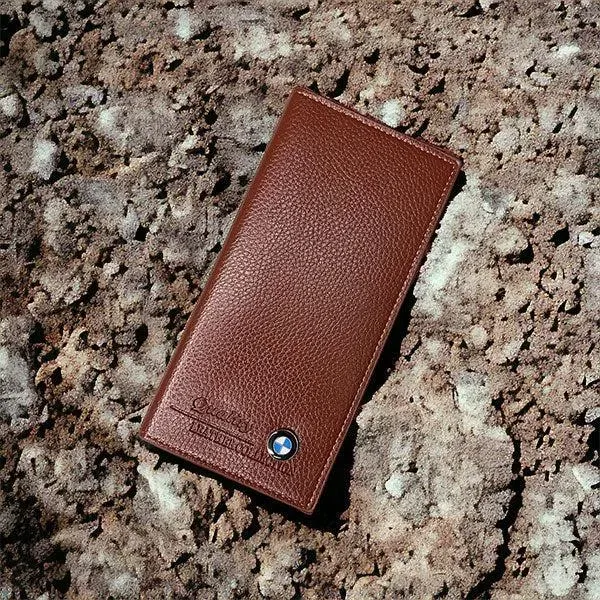 Long Fold Leather Wallet for Men Black Brown Maroon Zipper Closure