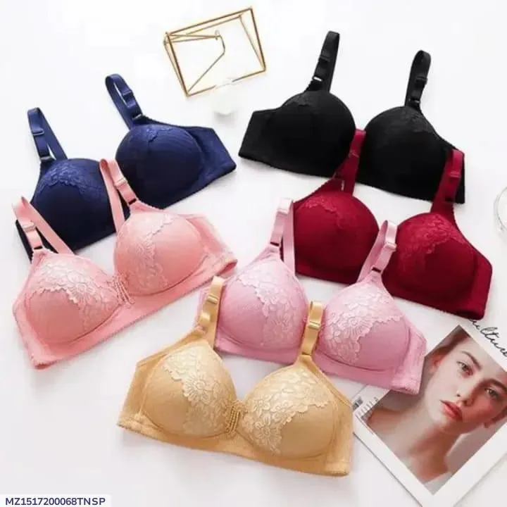 Premium Quality Push Up Bra with Lace Detail, Multi Colors, Breathable, Durable