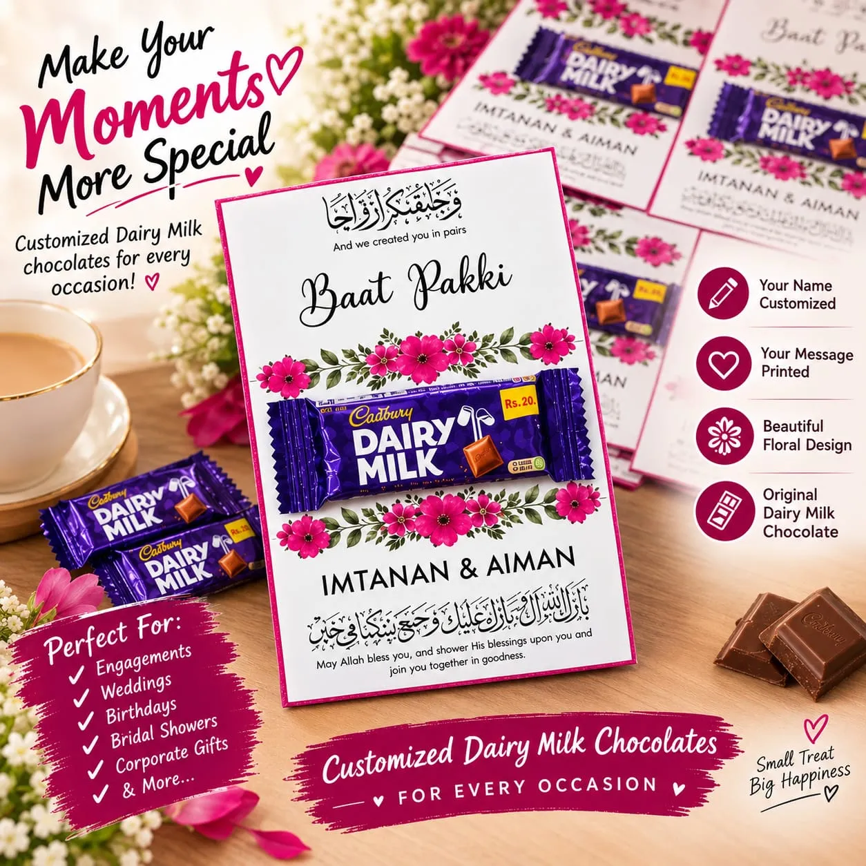 20💍 Customized Date Fix Chocolate Cards – The Custom Touch 🍫❤️