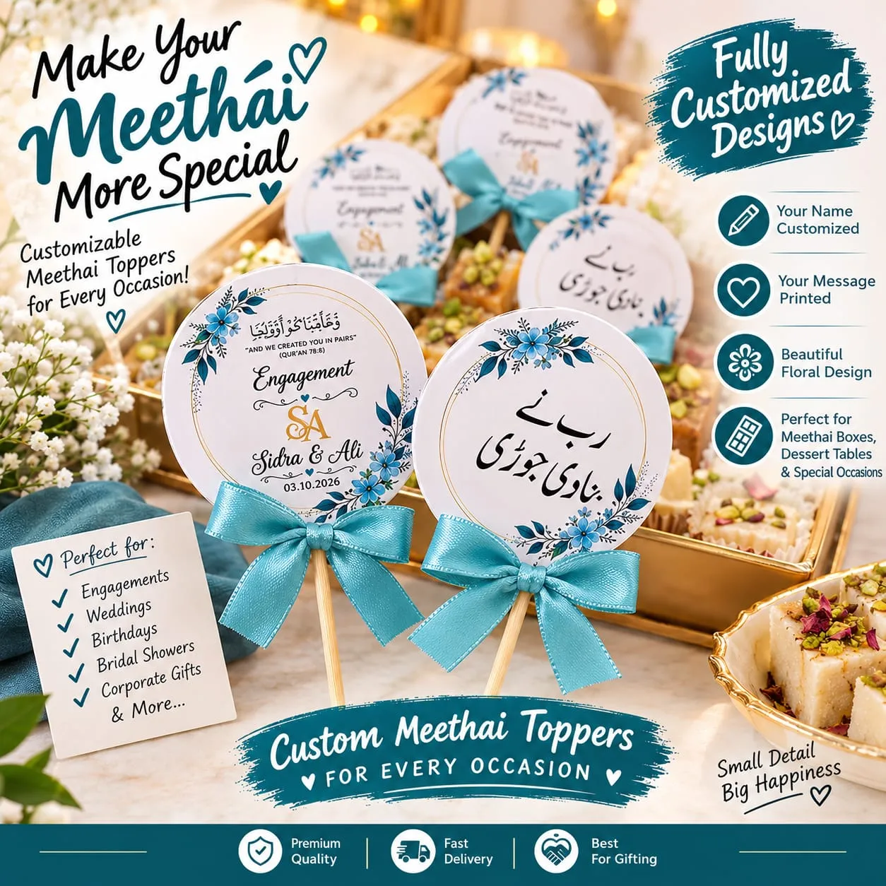 30🩵 Customized Meethai Toppers – The Custom Touch 🎀