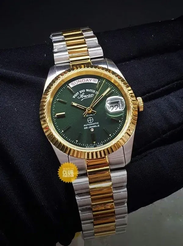 West end watch Co. Green dial Day/Date